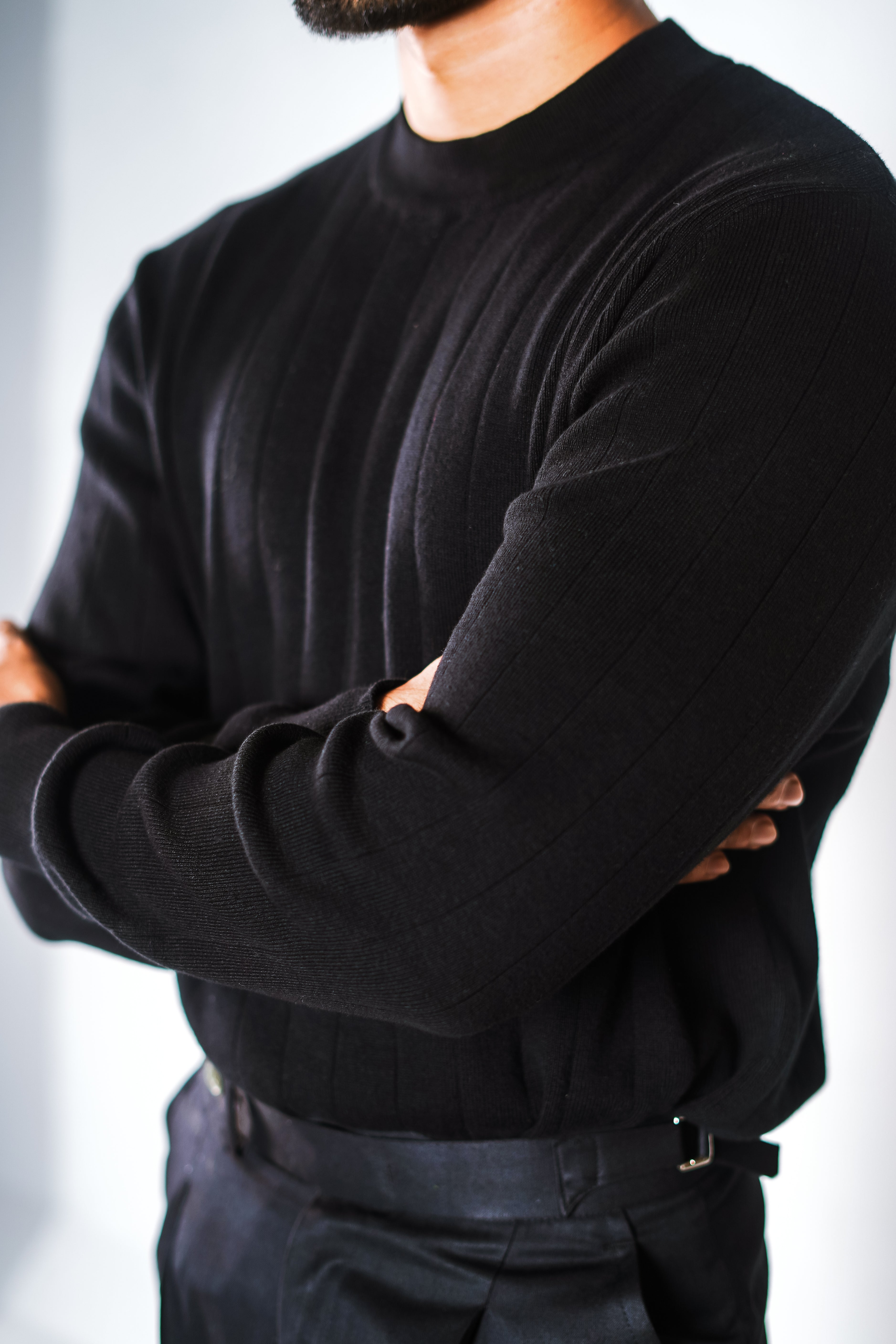 Carbon Black Classic Knit Sweater man