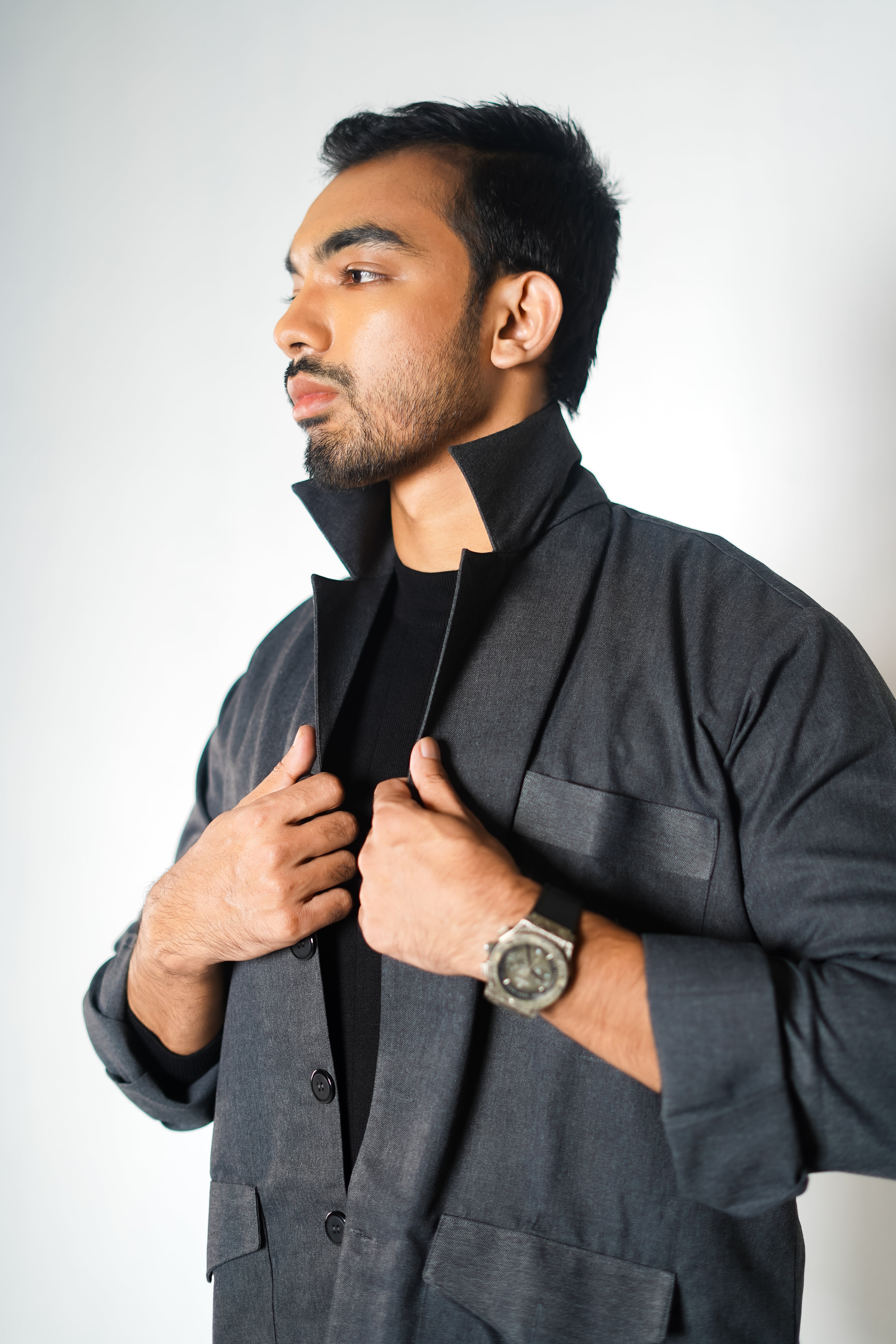 Charcoal Grey Jacket Man