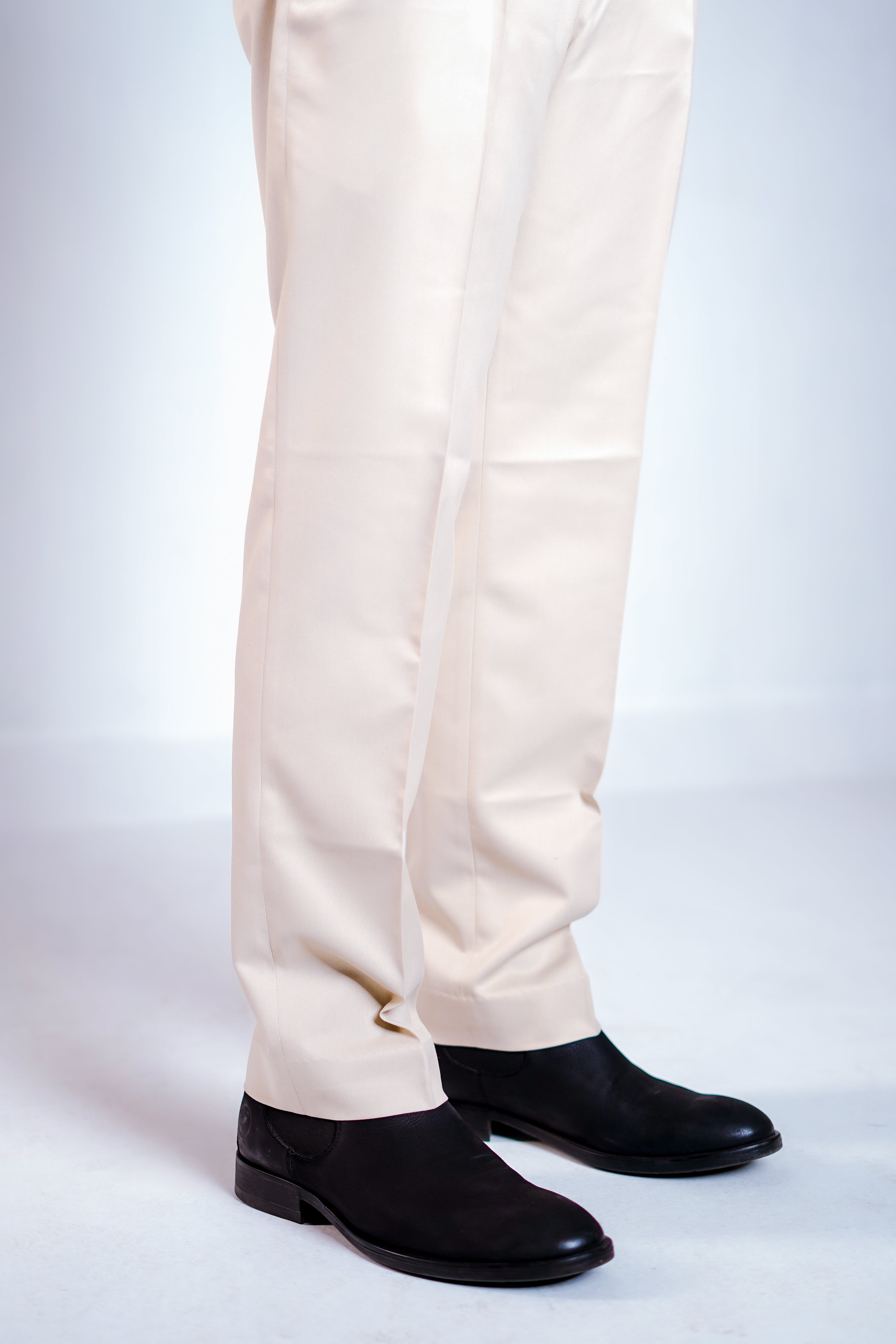 Cream Buckled Waist Trousers Man