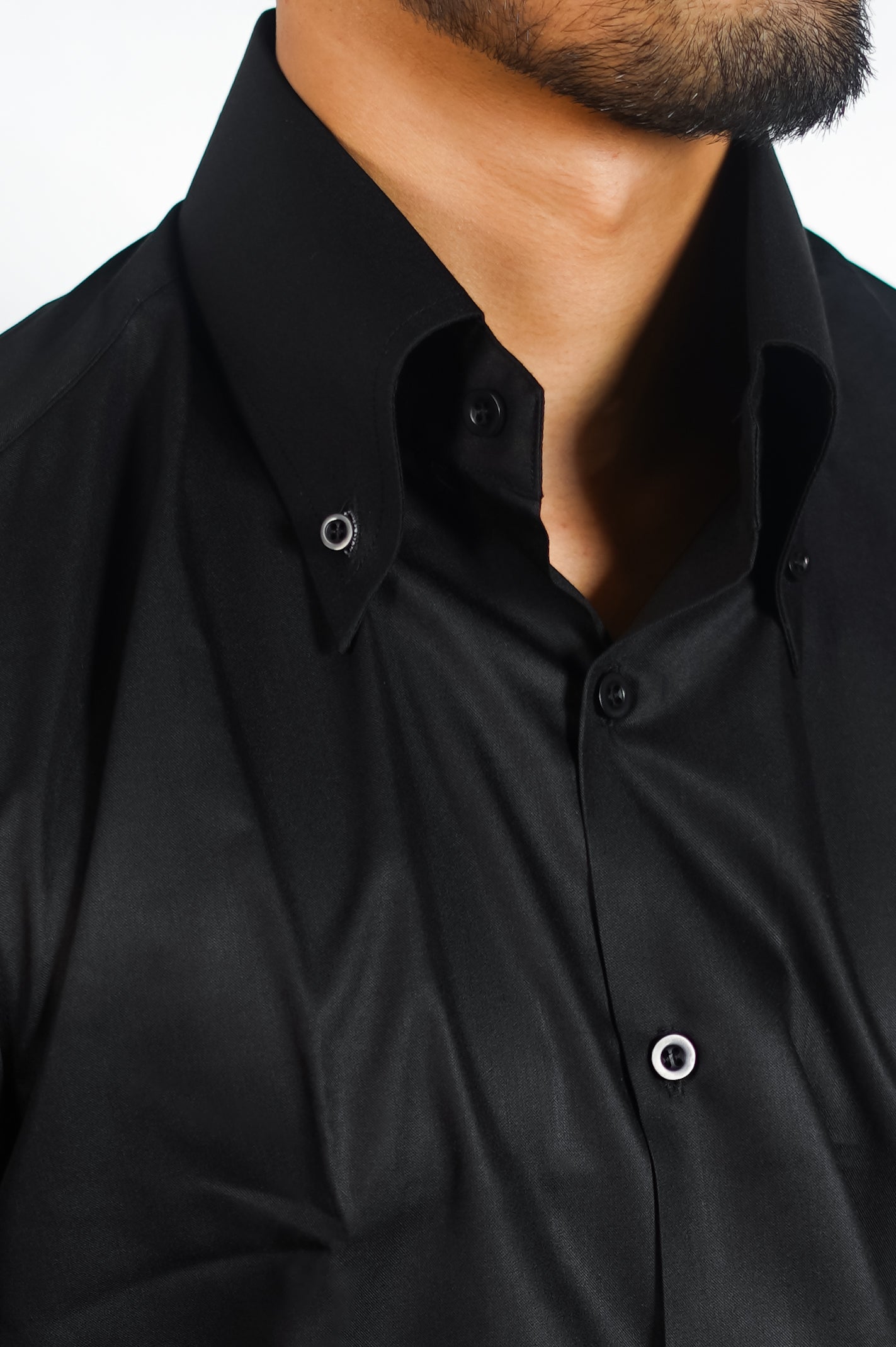 Jet Black Sharp Collar Shirt man