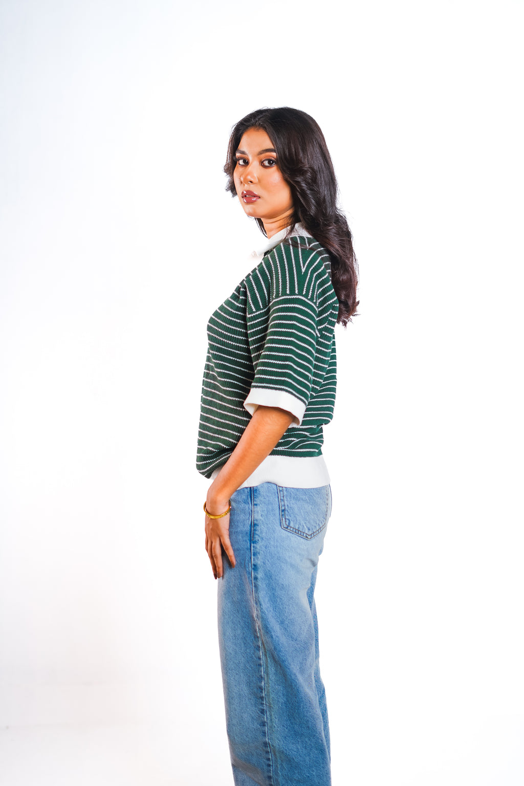 Pine Green Knitted Polo Sweater