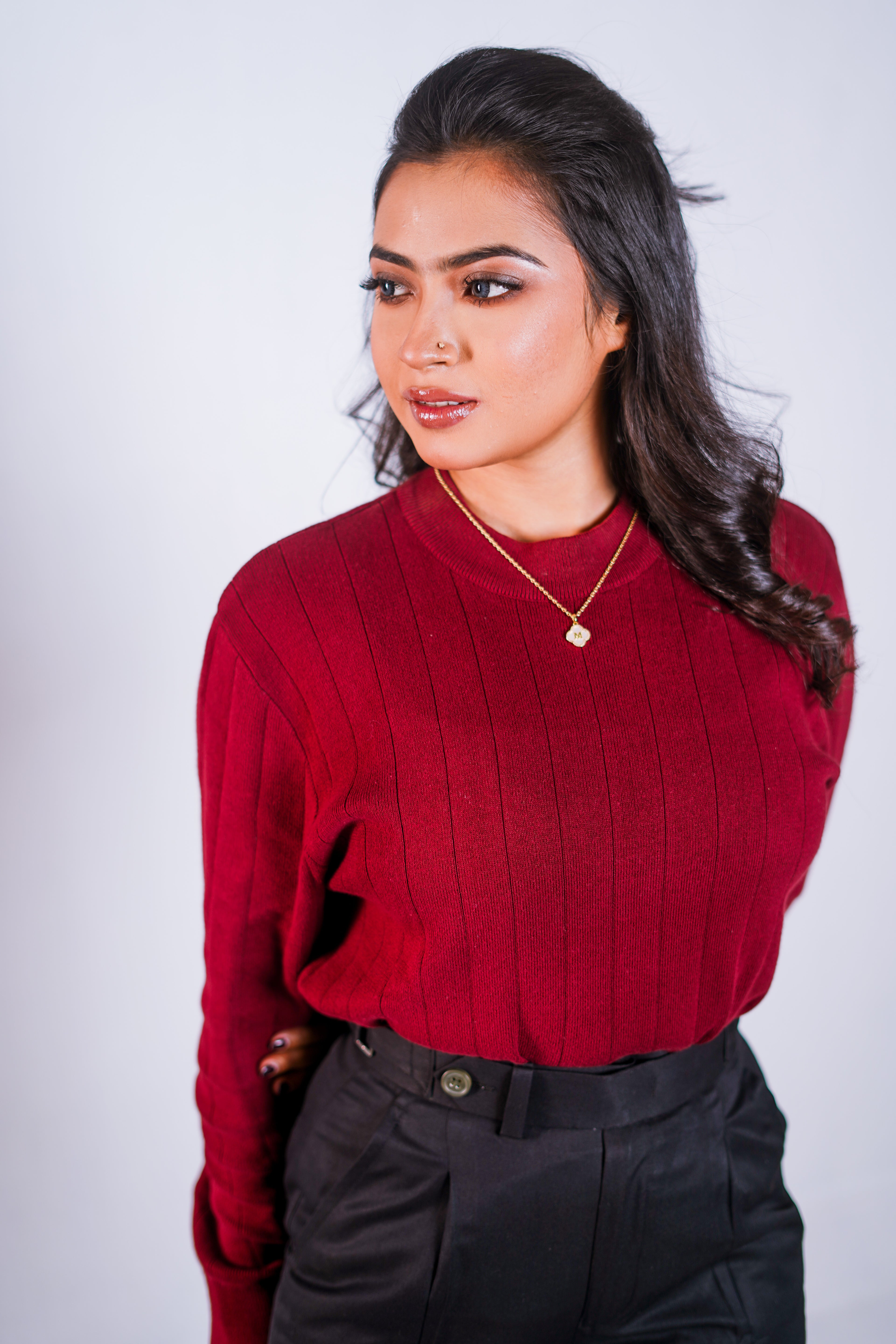 Oxblood Classic Knit Sweater woman