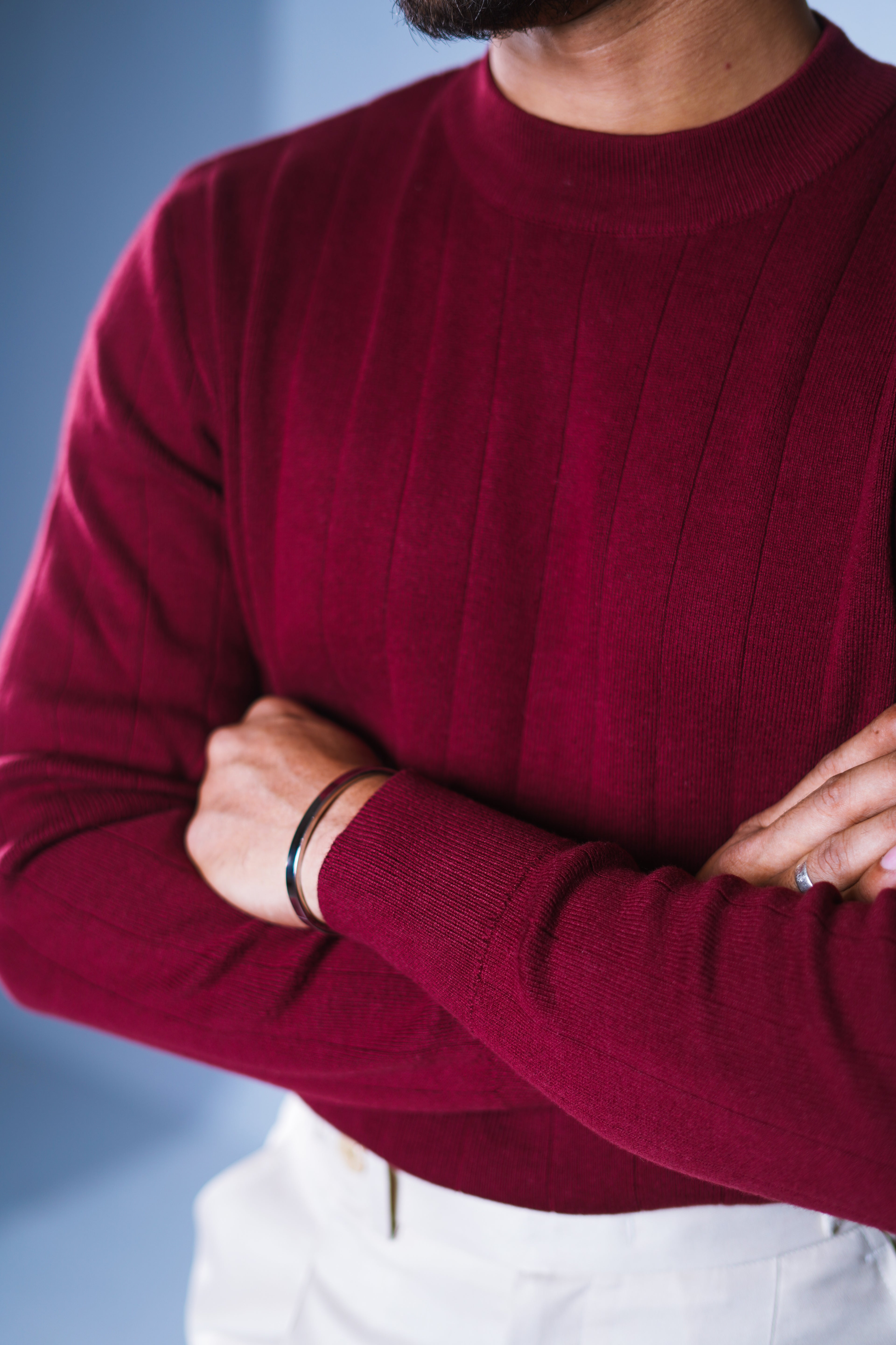 Oxblood Classic Knit Sweater man