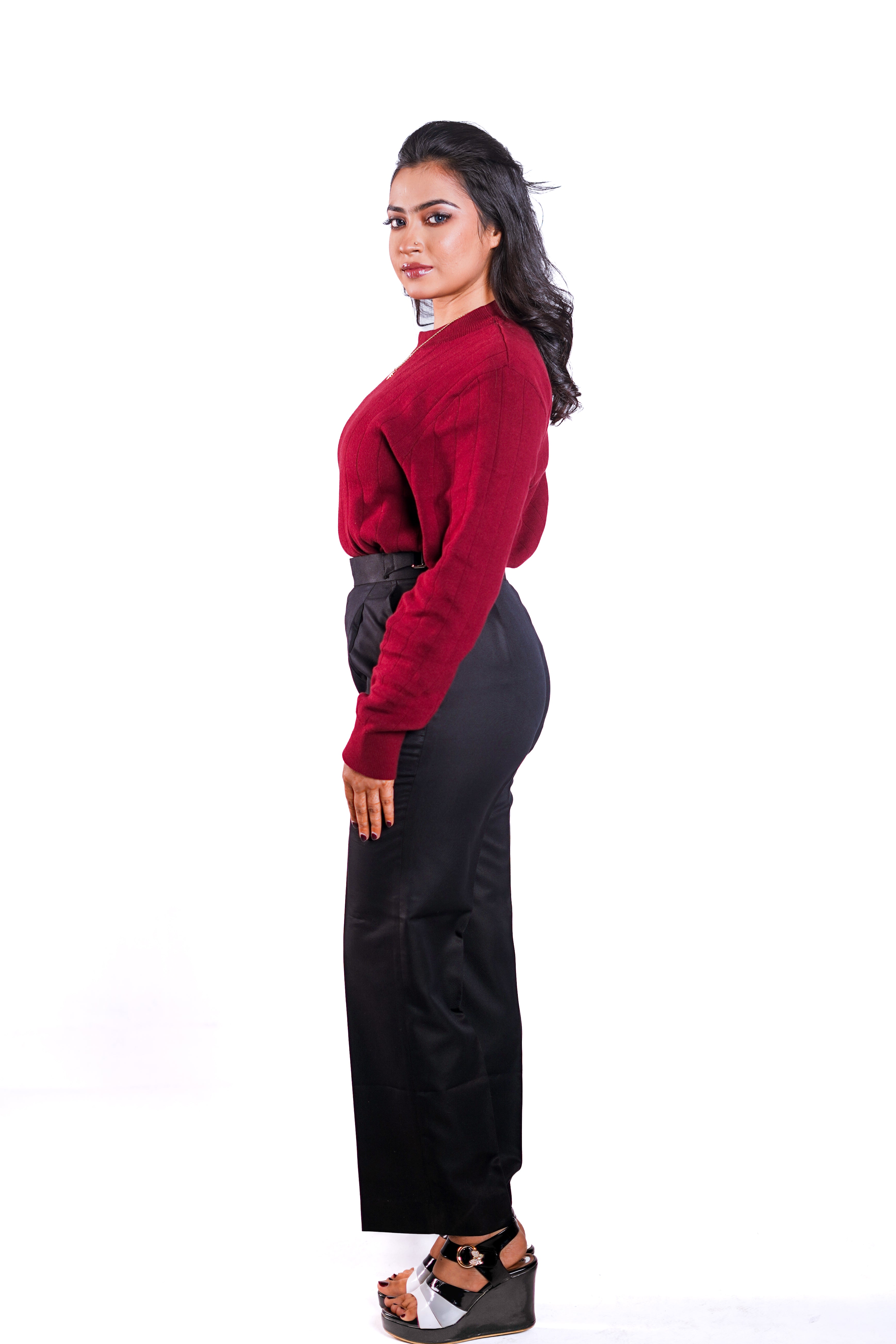 Oxblood Classic Knit Sweater woman